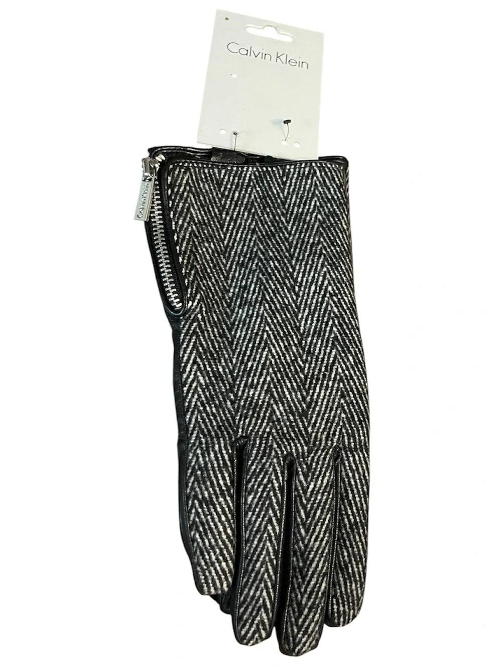 Calvin Klein Herringbone Leather Gloves NWT